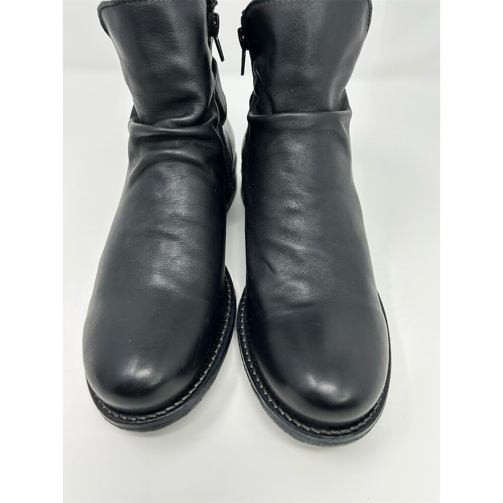 Avellini Booties Womens Black Ankle Side Zip Buckle Low Block Heel Size 37 - Picture 5 of 12